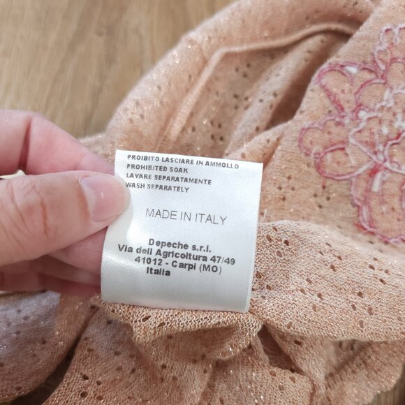 Aniye By Pink Sheer Shrug with Red Rose Patch Tie Front Coquette Feminine Size S - Picture 5 of 7